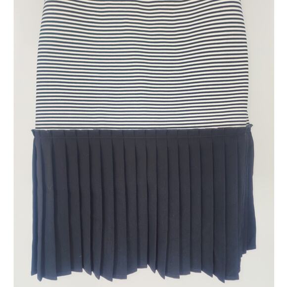 Karl Lagerfeld Paris Striped Knit Pleated Hem Dress Black White XS NWT - Picture 9 of 15